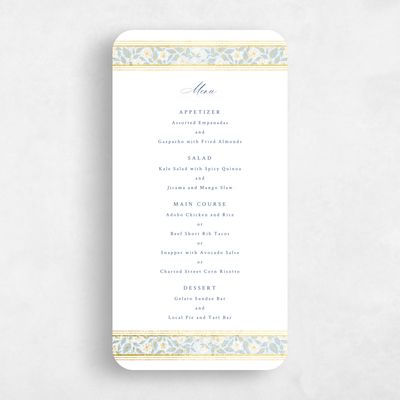 Blue Rounded Wedding Menu - Eudora Foil
