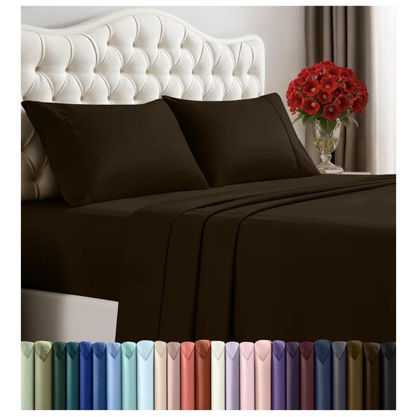 Utopia Bedding King Bed Sheets Set - 4 Piece Bedding - Brushed Microfiber - Shrinkage and Fade Resistant - Easy Care (King, Brown)