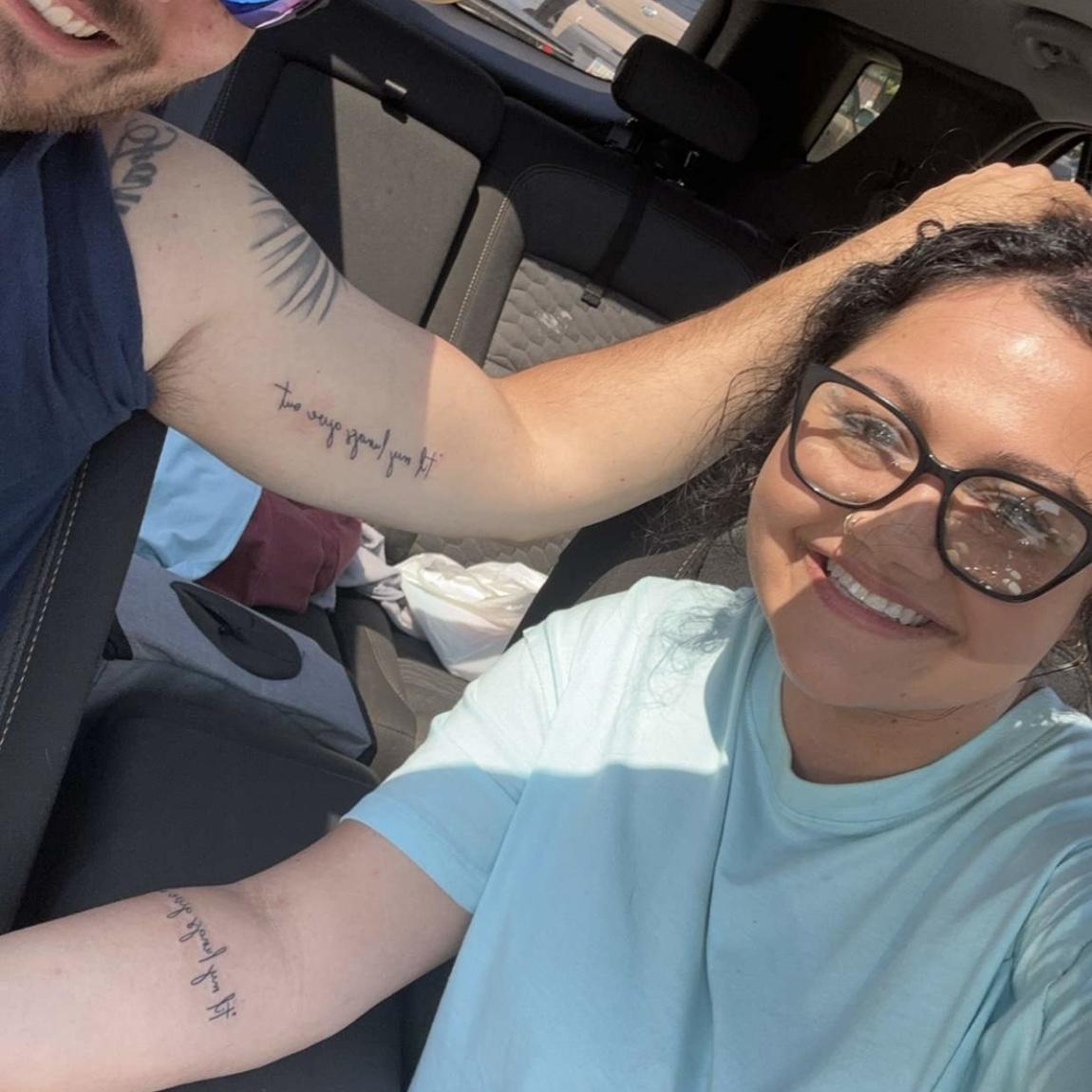 Matching tattoos. 'Til my lungs give out'. Lyrics from one of our favorite Tyler Childers song.