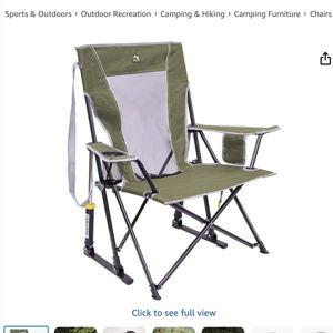 GCI Outdoor Comfort Pro Rocker Camping Chair | Portable Folding Rocking Chair with Durable Armrests & Drink Holder — Loden Green
