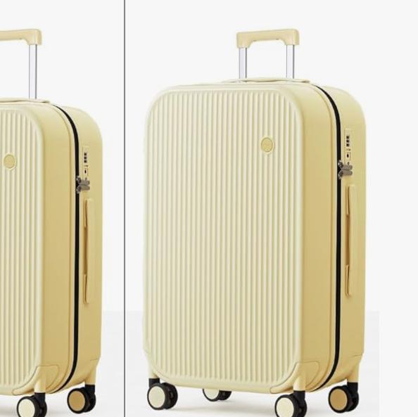 mixi 26 Inch Large Checked Luggage PC Hardshell Suitcases with Wheels for Travel Woman Men, Lark Yellow