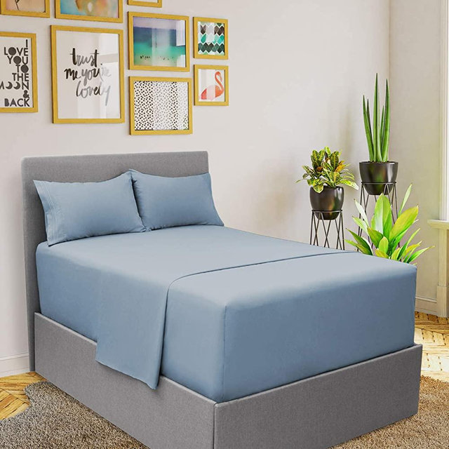 Mellanni Extra Deep Pocket Sheets - Queen Size Sheet Set - 4 Piece 1800 Brushed Microfiber Bedding with Extra Deep Pocket Fitted Sheet - Easily Fits 18-21 inch Mattress (Queen, Blue Hydrangea)