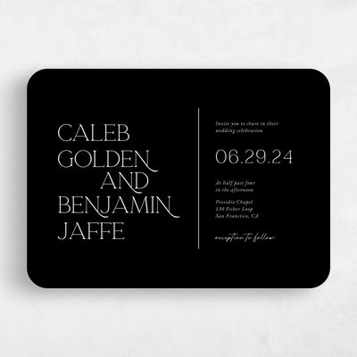 Black Rounded Wedding Invitation - Hasbrouk Landscape