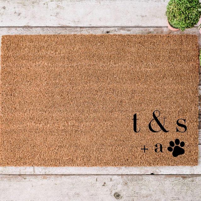 Custom Doormat Minimal Monogram With Pet Paw | Wedding Gift | Personalized Doormat | Closing Gift Welcome Doormat | Housewarming Gift