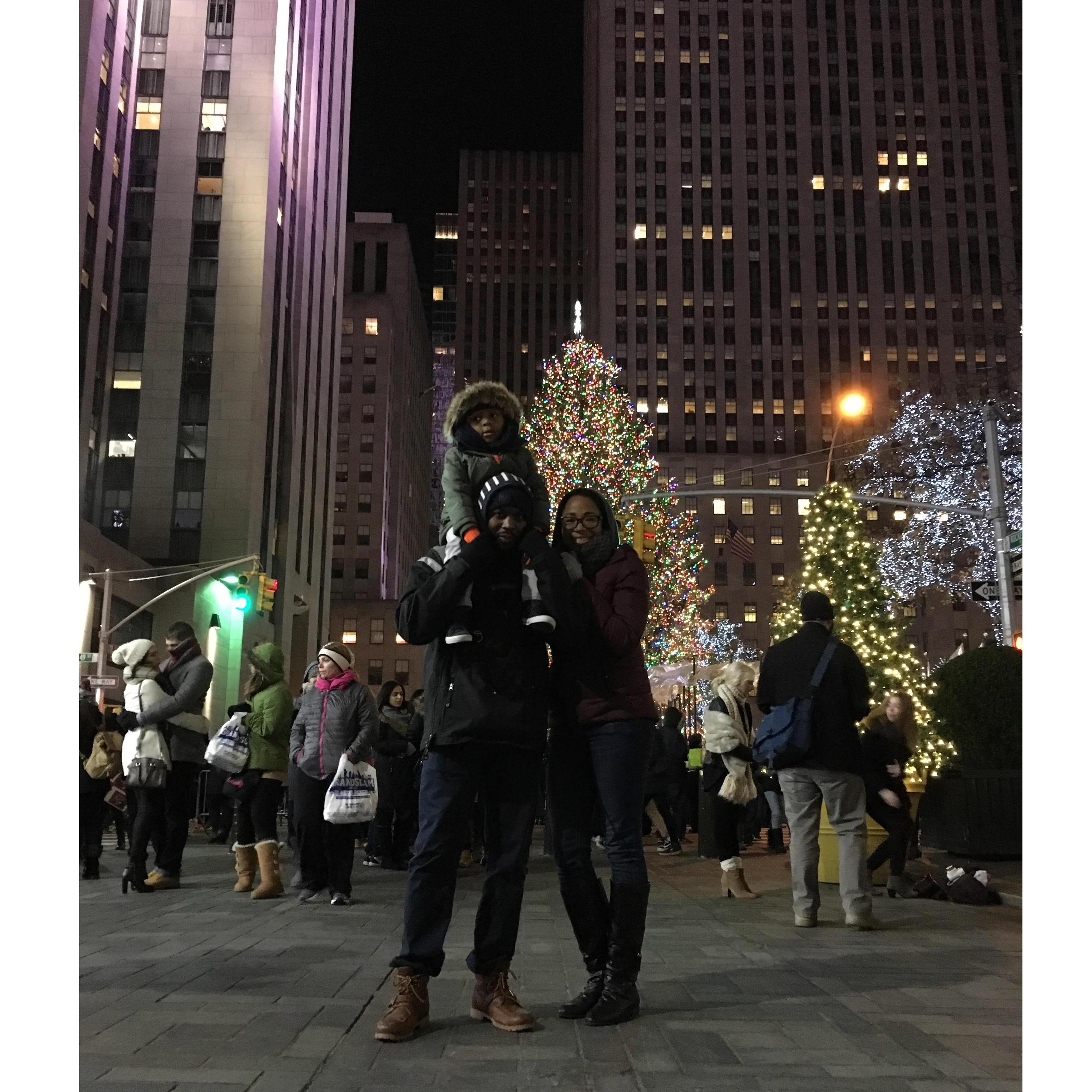 Azai's first trip to the Rockefeller tree in 2016. She loves Azai more than she loves Me.