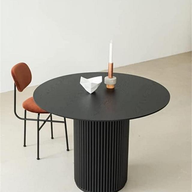 NIUYAO Round Solid Wood Dining Table Black, 43.5" W Circular Tabletop for Dining Room Kitchen Leisure Coffee Table