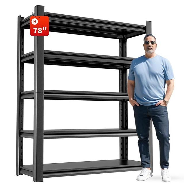 OLLRRACT Garage Shelving Unit - 5-Tier Adjustable Metal Storage Shelf - Heavy Duty Industrial Rack for Garage, Basement, and Utility Room - Easy Assembly 18" D x40 W x78 H