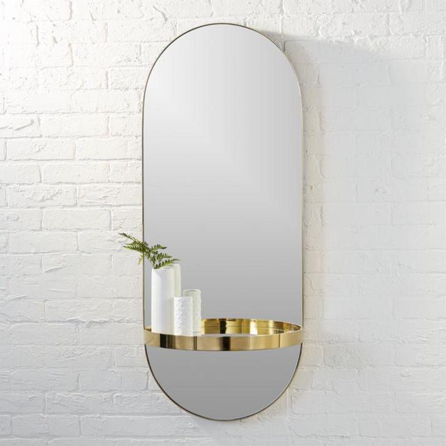 caplet oval mirror with shelf