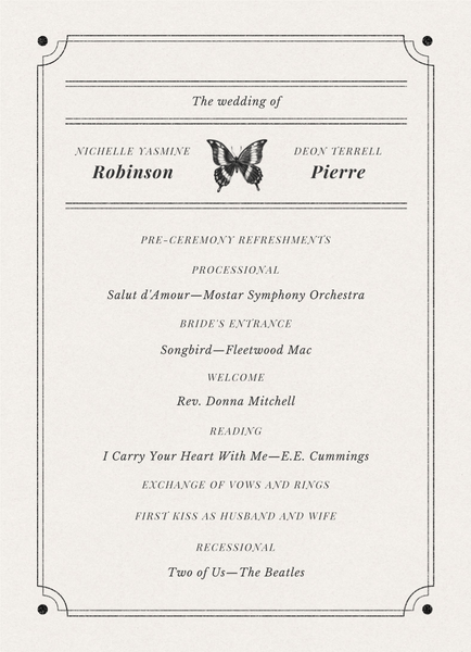 Chetumal | Deep Charcoal | Zola Wedding Programs
