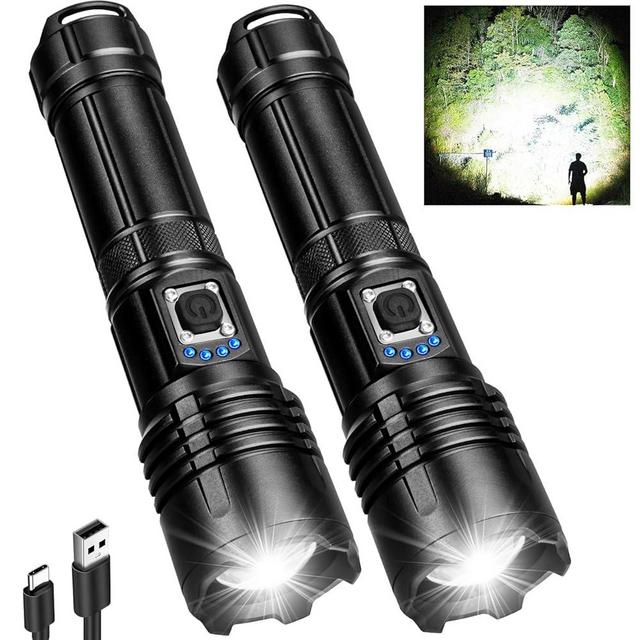 Brifara Rechargeable LED Flashlights High Lumens, 990,000 Lumens Super Bright Flashlights with 5 Modes, Waterproof Powerful Flash Light Multifunctional Flashlights for Home Camping(2 Pack)