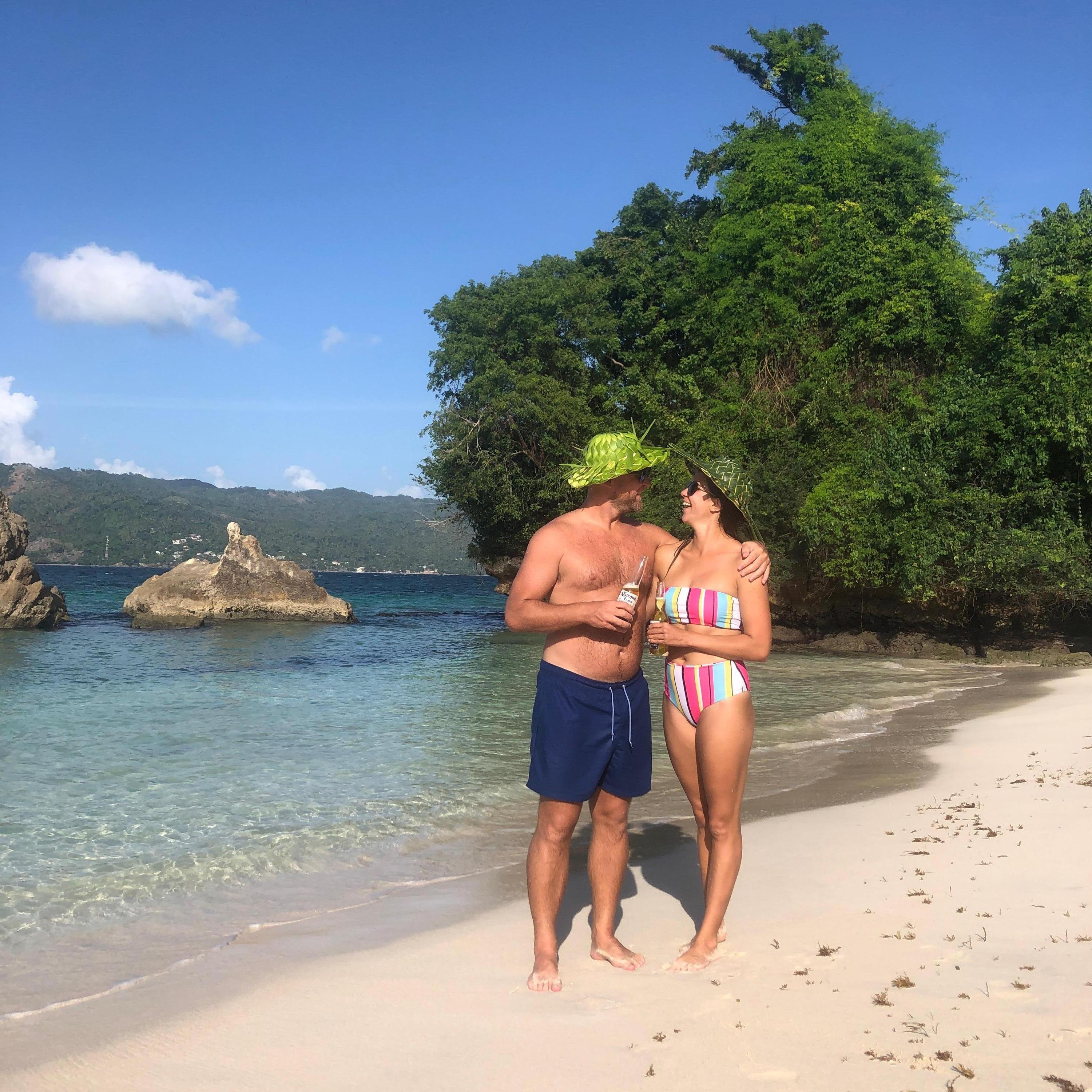 They both have a love for the beach and they try to go as often as possible. However, they enjoy beach time differently: Kendall loves activities and Aaron enjoys sitting with a podcast and a beer.