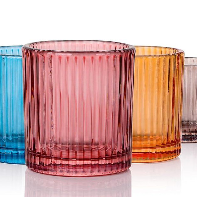 JOVGANK Mini Colored Shot Glasses Set of 6 – 1.5oz Small Vintage Ribbed Glassware, 80s Style Party Cups for Tequila, Whiskey, Cocktails – Valentine's Day and New Year Gifts for Bar