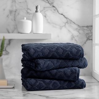 Athena Sculpted Scroll Bath Towel, Set of 4