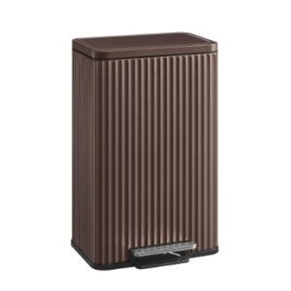 SONGMICS Trash Can, 13 Gallon (50 L) Garbage Can for Kitchen, with Lid, Pedal, and Removable Inner Bucket, Soft Close, Stainless Steel, 15 Trash Bags (Code K) Included, Brown ULTB586MZ01
