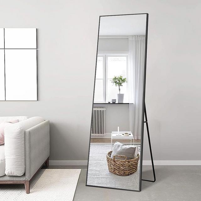 MIRUO Full Length Mirror Decor Wall Mounted Mirror Floor Mirror Dressing Mirror Make Up Mirror Bathroom/Bedroom/Living Room/Dining Room/Entry, Black, 55" X 20"
