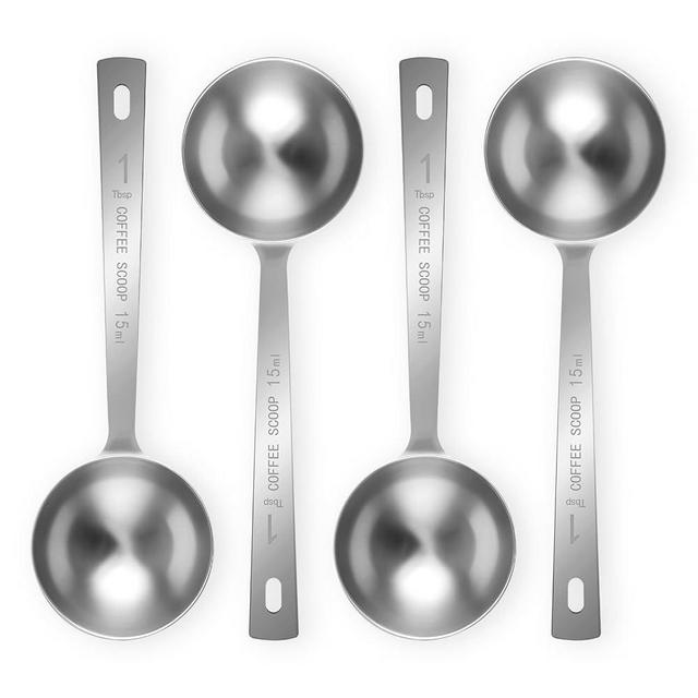 Flezoo 4Pcs Coffee Scoop Spoon - 1 Tablespoon Measuring Spoon, 15ML Stainless Steel Coffee Spoons, Long Handle Coffee Measuring Scoop for Ground Coffee, Loose Tea and Powder