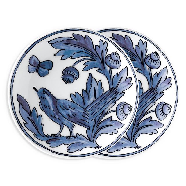 Twig New York H. Blue Bird 7" Canape Bread Plate, Set of 2
