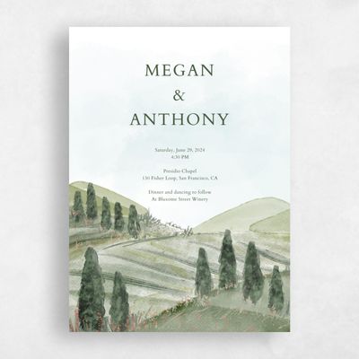Green Greenery Wedding Invitation - Oakhurst Portrait