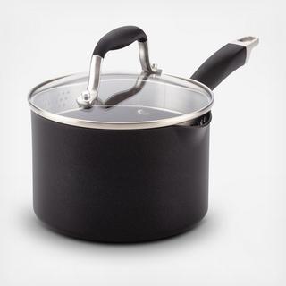 Advanced Onyx Nonstick Covered Straining Saucepan