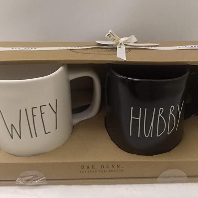 Rae Dunn By Magenta Wifey, Hubby Ceramic LL Coffee Tea Mug 2019 Limited Edition