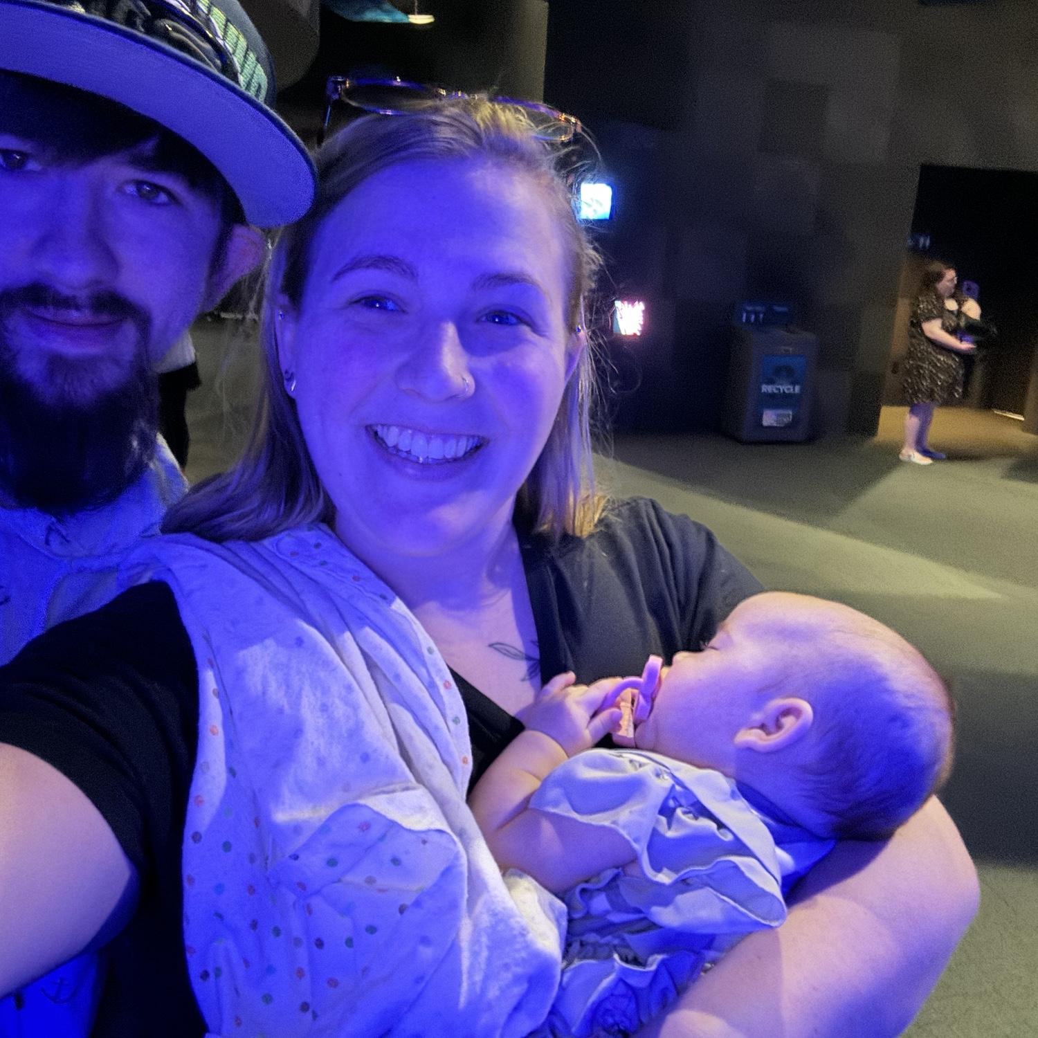 Fell asleep while looking at the fish at the zoo!