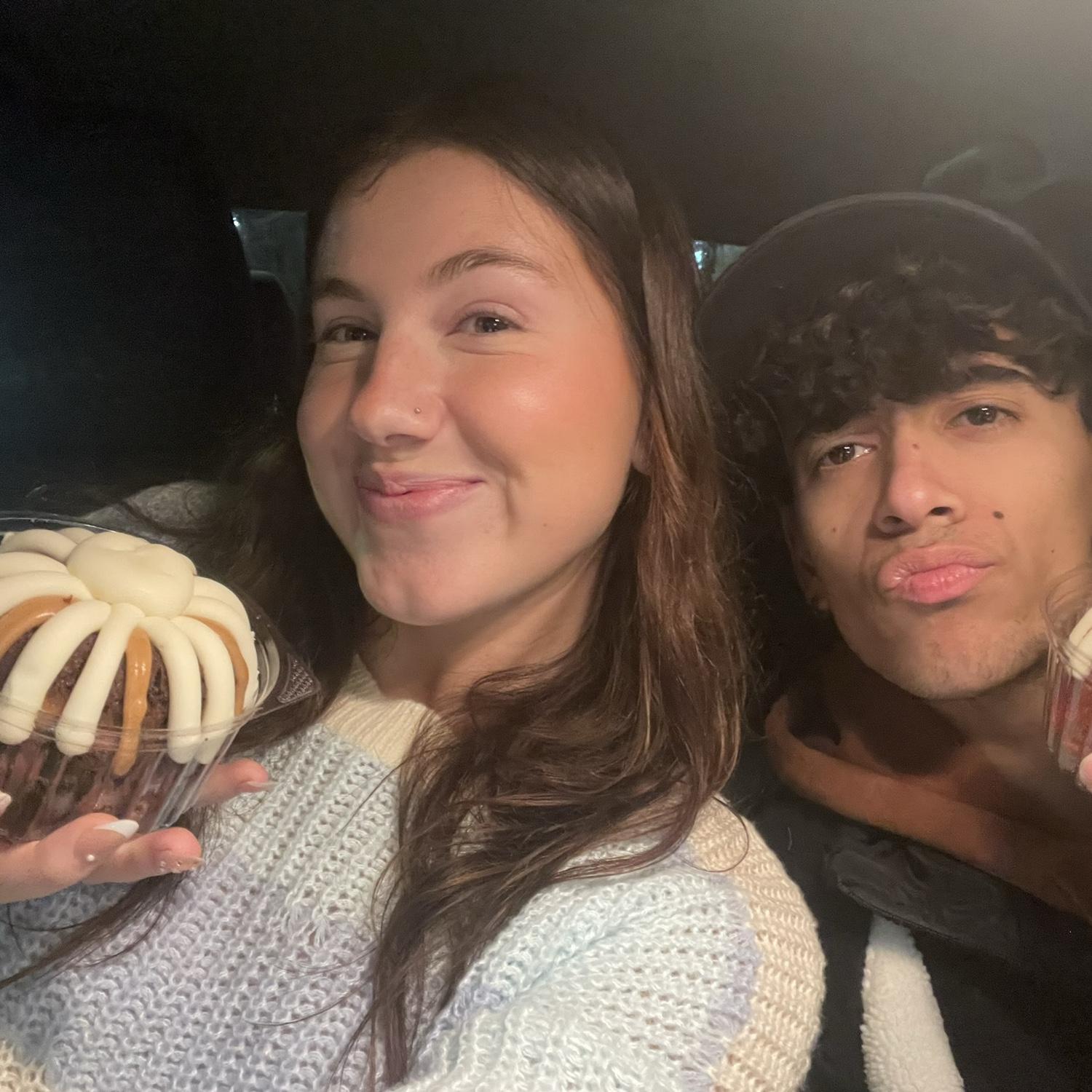 First time Gabe tried Nothing Bundt Cakes, it is so life changing.