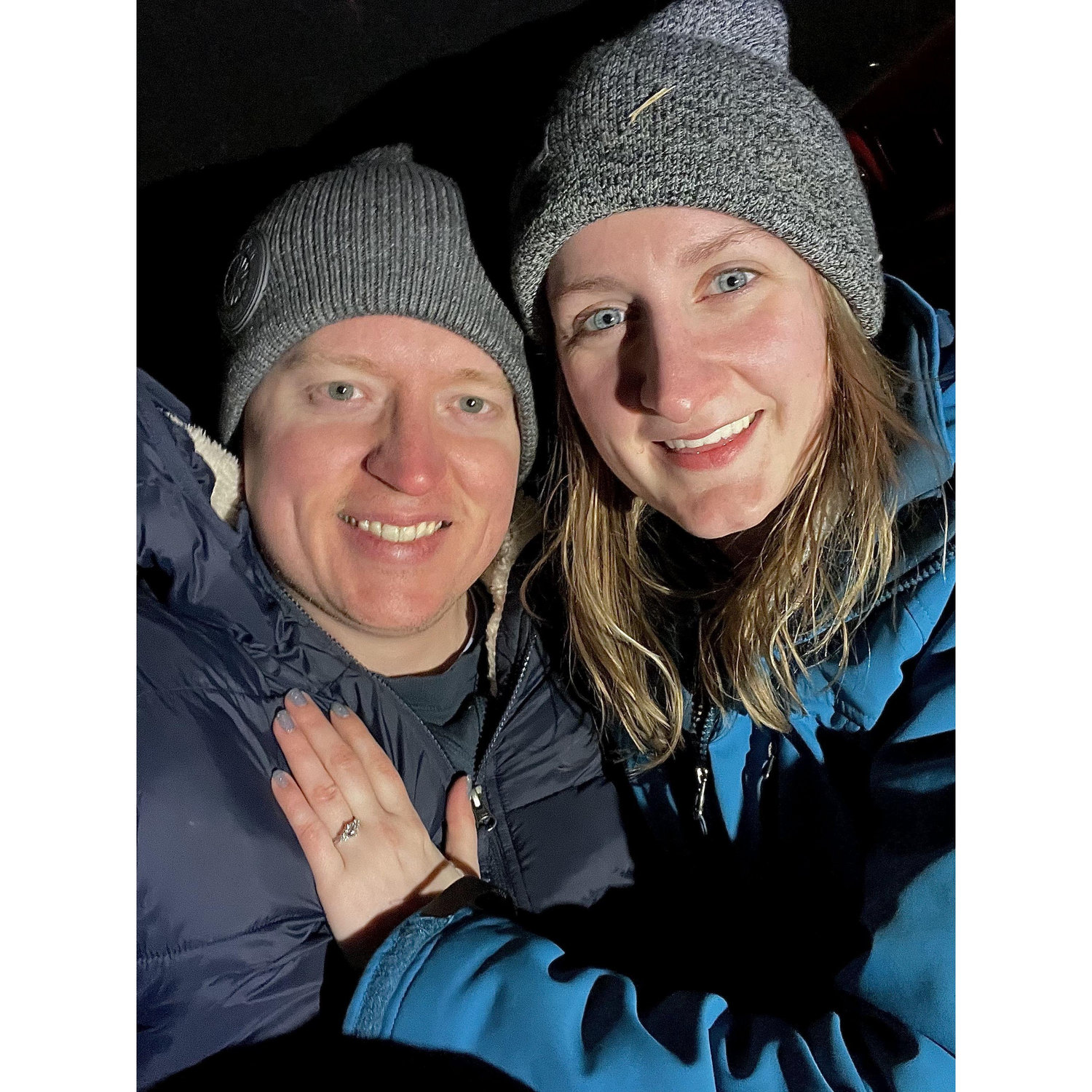 The night we got engaged. It was sooooo cold!