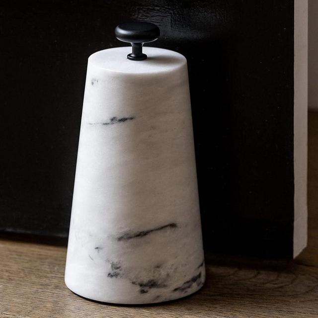 Marble Decorative Door Stop, Cute Door Stopper with Cast Iron Handle, Heavy Weighted Door Stop for Your Indoor or Outdoor Door, Heavy Door Stopper Weight/Rock for Country Home Decor (Black Knob, 5lbs)
