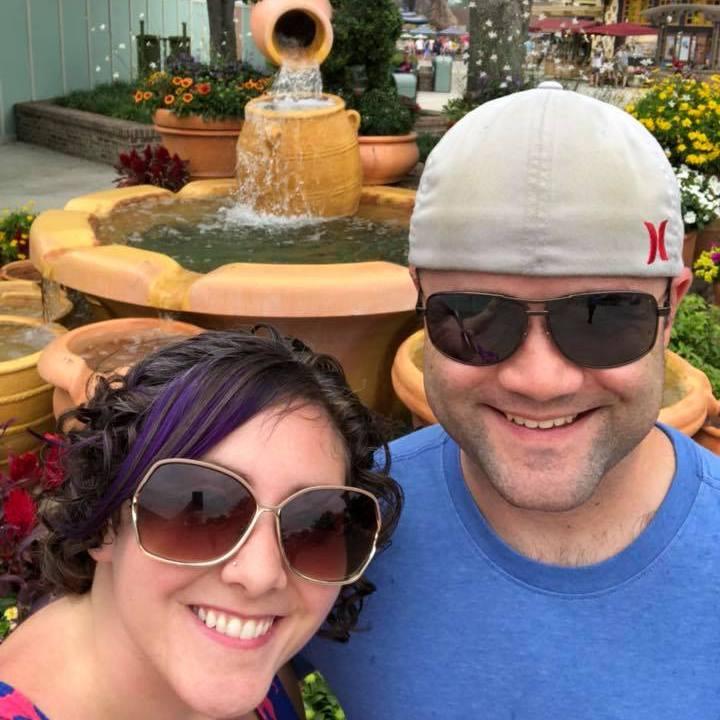 Disney Springs, in front of Sylvie's special fountain, May 2018