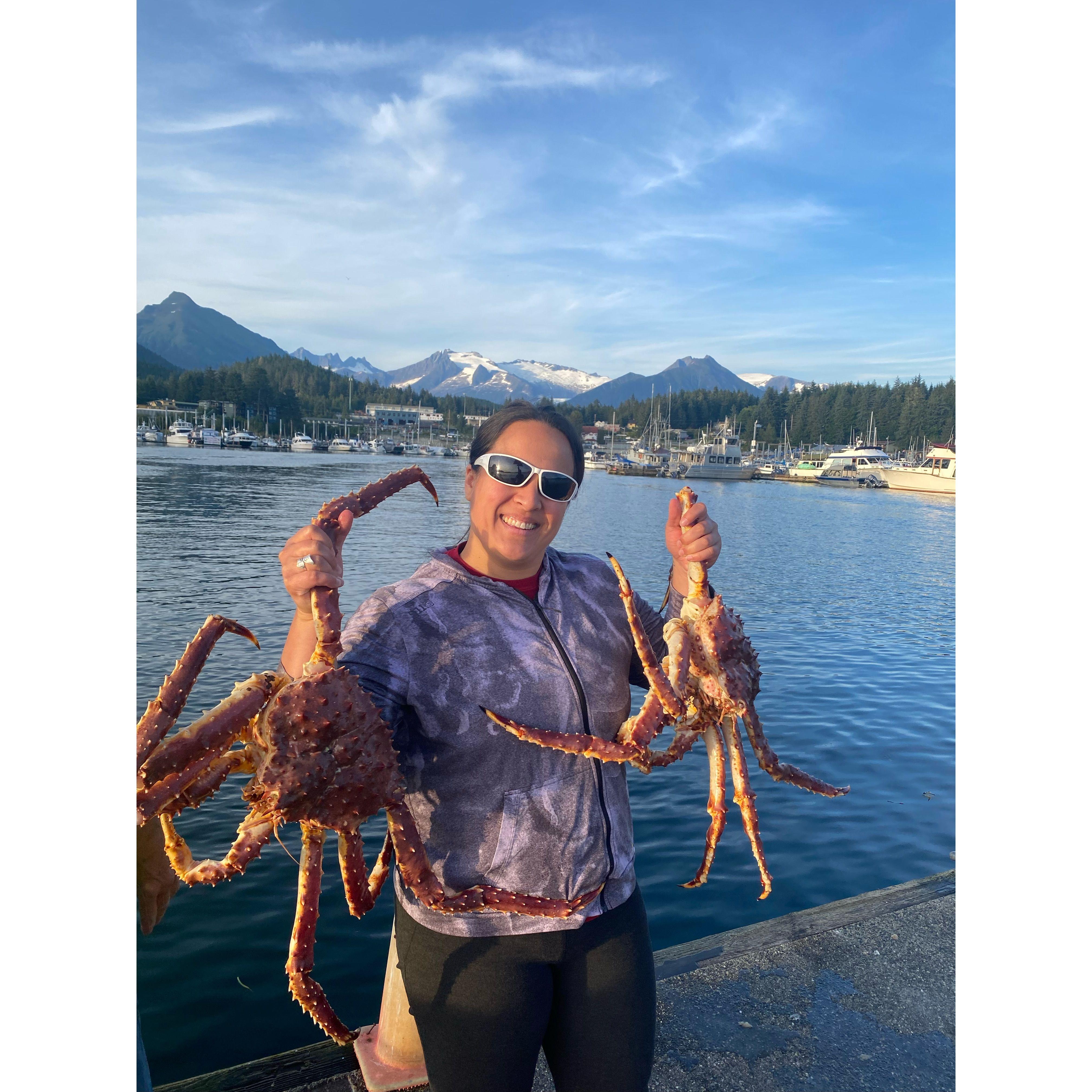 Theresa with some king crabs!