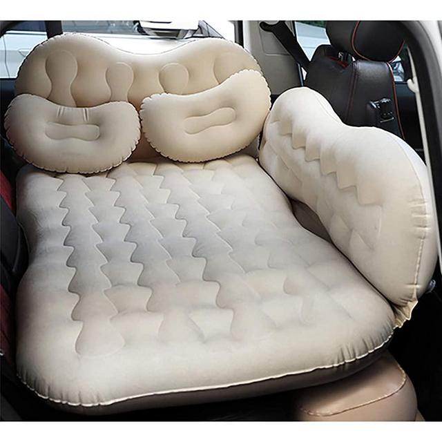 CALOER Thickened Inflatable Car Air Mattress with Pocket,Headboard,Pillows and Air Pump (Portable)-Camping Inflation Bed Travel Air Bed Car Back Seat-Blow Up Air Mattress - Car Bed fits Car, SUV.