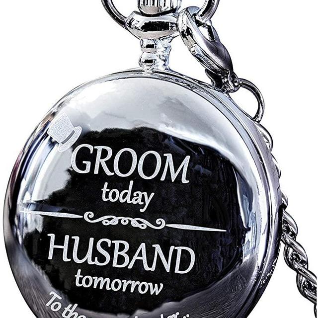 Groom Gifts from Bride - Engraved Groom Pocket Watch - Wedding Gift for Groom on Wedding Day I Gift for Groom from Bride on Wedding Day