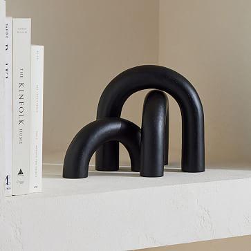 West Elm Diego Olivero Blackened Wood Loop Objects (Set of 3)