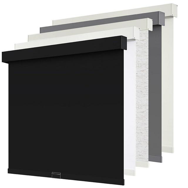 SUNOFF Cordless Blackout Roller Shades Blinds for Windows Free-Stop,Pull Down Room Darkening with Valance,Thermal Insulated Woven Fabric Window Door Blinds for Home,Office,Black 34" W x 72" H