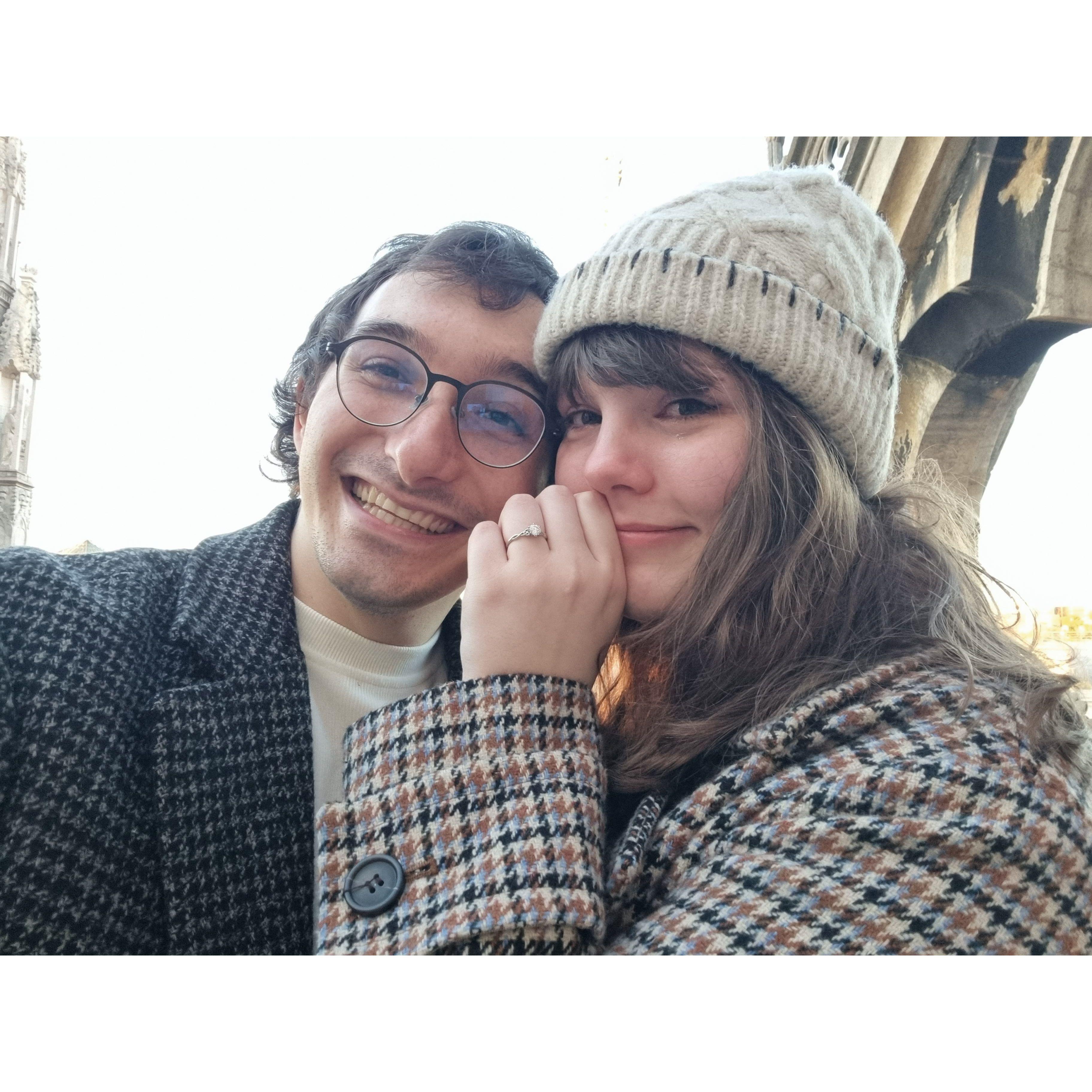 The first photo we took after getting engaged