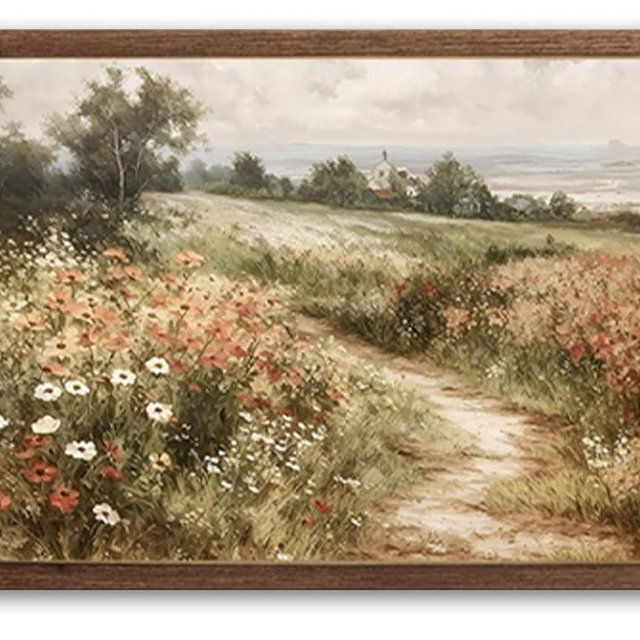 Vintage Floral Canvas Wall Art Country Cottagecore Gifts Natural Wildflower Wall Decor Modern Farmhouse Plant Oil Paintings Style for Bedroom Living Room Bathroom Office Home Decor 8x10in Wood Framed