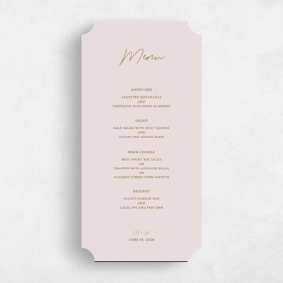 Pink Ticket Wedding Menu - Geneva