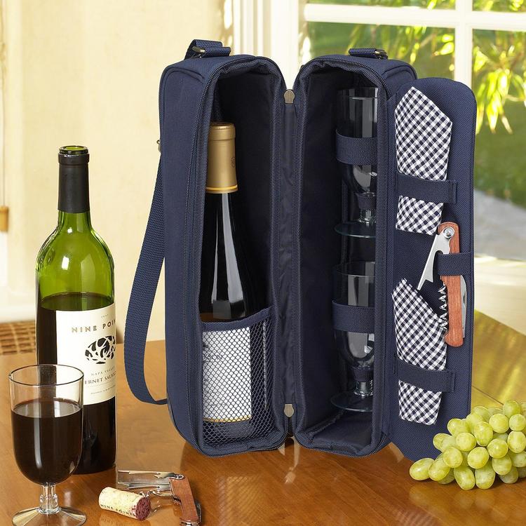 Picnic at Ascot Sunset Wine Carrier - Navy