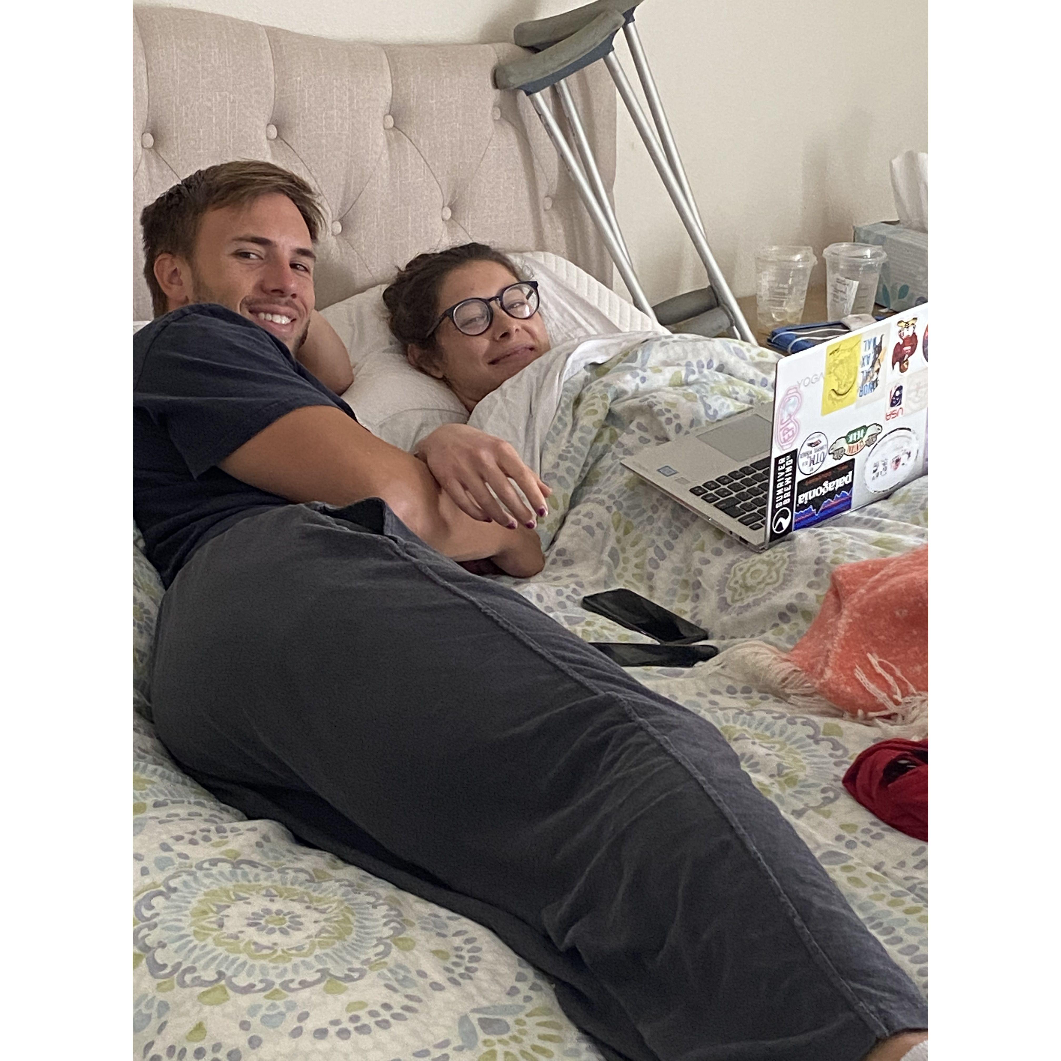 Nurse Graycen after Lauren's hip surgery November 2021
