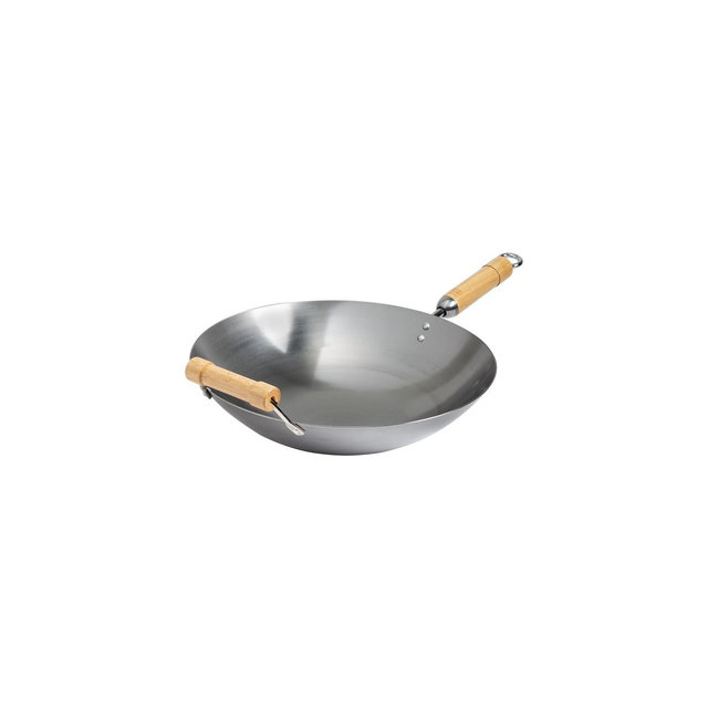 Joyce Chen Classic Series 14-Inch Round Bottom Carbon Steel Wok with Birch Handles