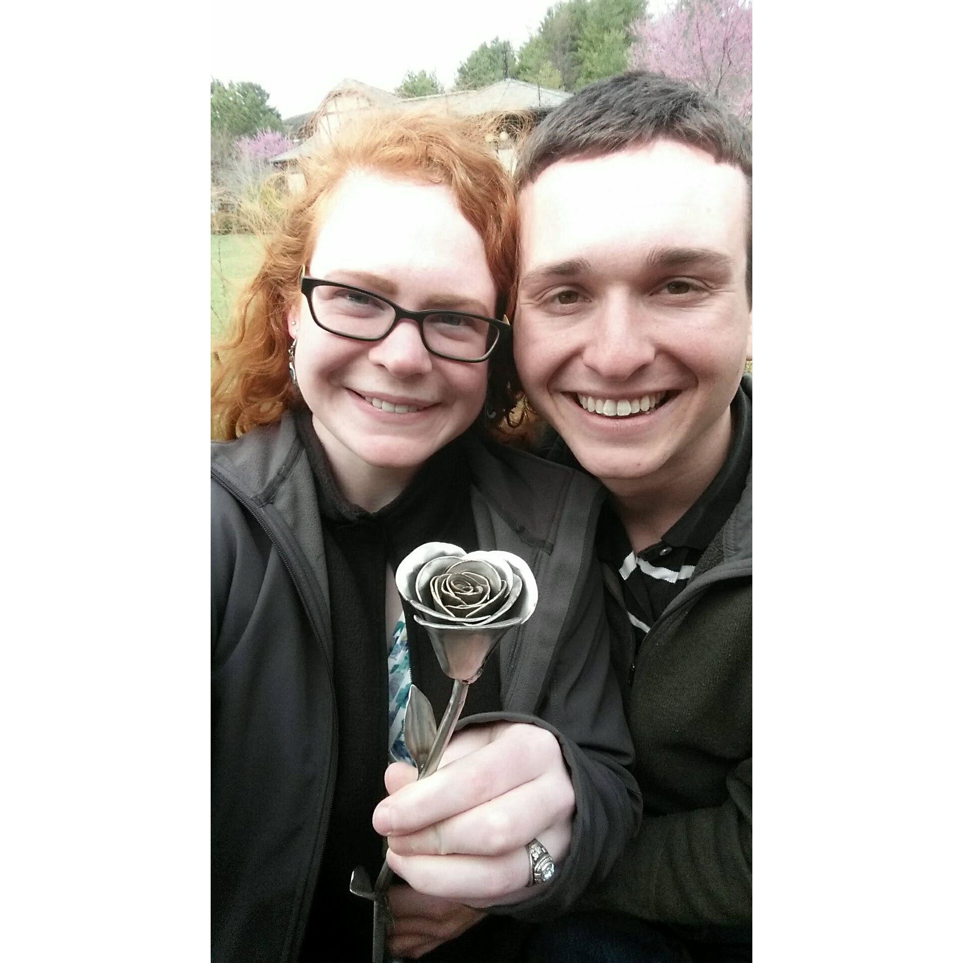 That time Collin welded Ashley a rose and surprised her with it at the Biltmore (April 2018)