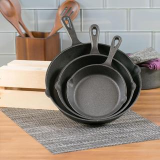 3-Piece Cast Iron Fry Pan Set