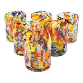 Handmade Liquid Confetti Tumblers (set of 6) - Mexico - Contemporary - Everyday Glasses - by NOVICA | Houzz