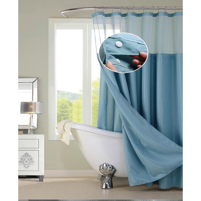 Spa 251 Waffle Complete Shower Curtain With Detachable Liner