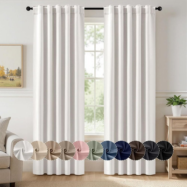 MIULEE Ivory Pinch Pleat Blackout Curtains 84 Inch Length 2 Panels Set for Bedroom Living Room Darkening Back Tab Rod Pocket Pleated Thermal Insulated Soundproof Curtains with Hooks, W40xL84