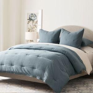 Honeycomb Cotton Comforter (King, Steel Blue)