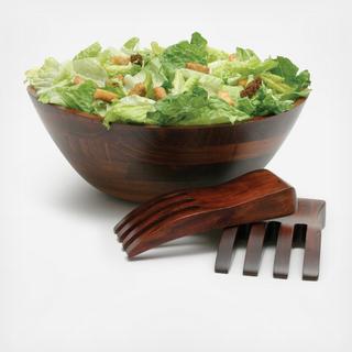 Wavy Rim Bowl with Salad Hands