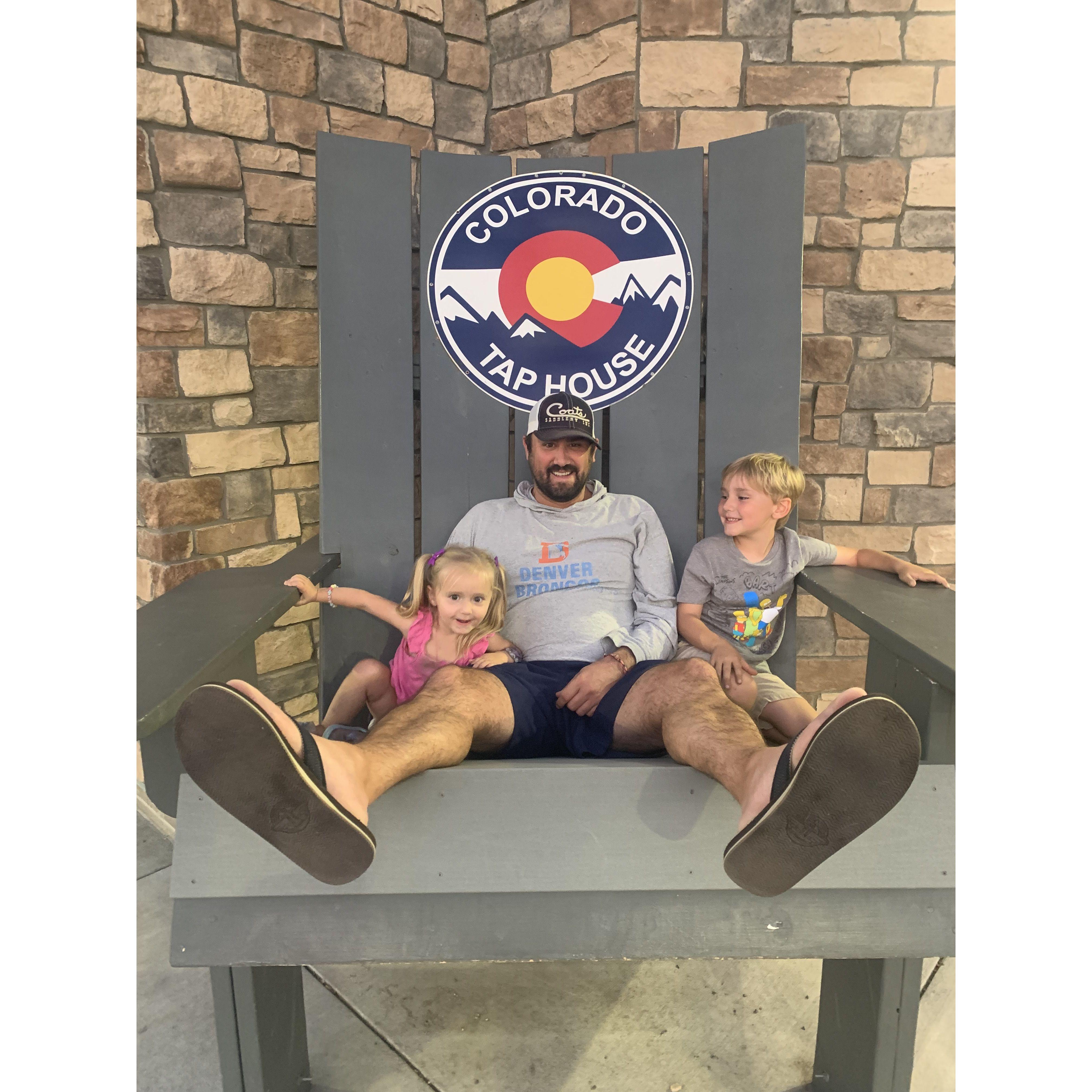 The kids love this oversized chair. They make us take a picture of them in it whenever we are at the Tap House!