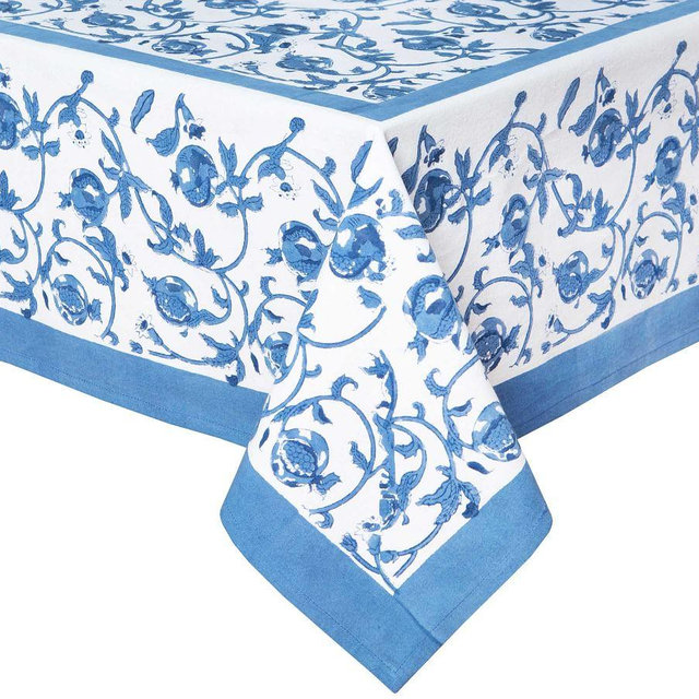 Couleur Nature Granada Cotton Table Throw, 59x59 - Cornflower Blue