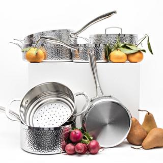 Tri-Ply Hammered Stainless 11-Piece Cookware Set